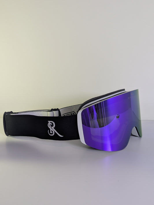 Masque de ski aimanté White / Purple & Green